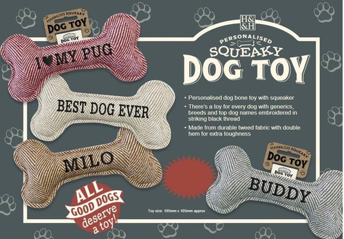 Personalised squeaky dog toys - personalised,