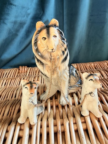 Vintage ceramic collie dog - dog, &