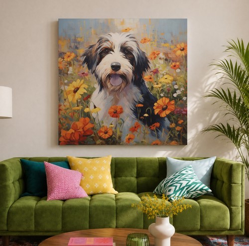 Bearded collie puppy canvas - bearded,