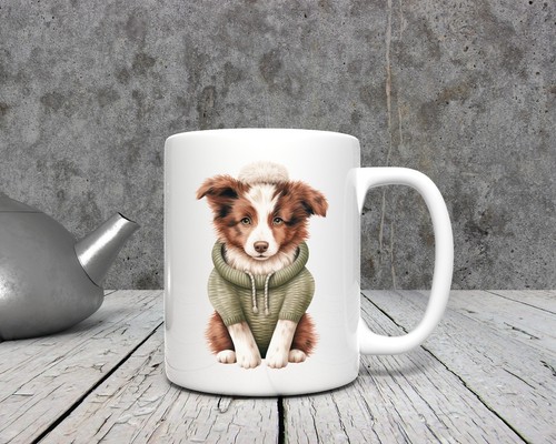Brown border collie puppy - border,