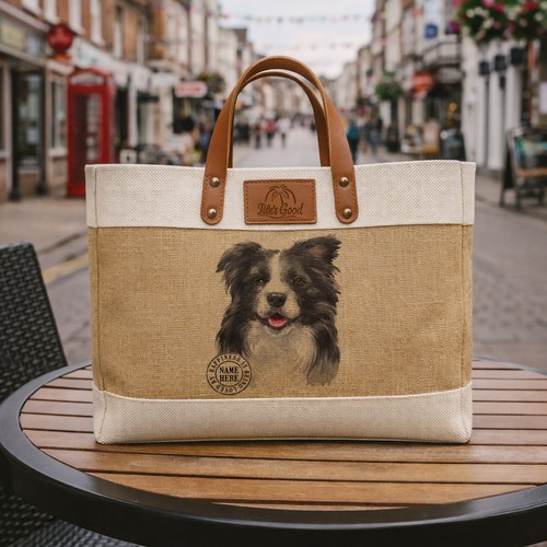 Border collie tote bag - border, large