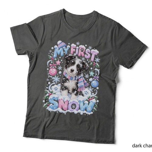Border collie puppy first snow - collie,