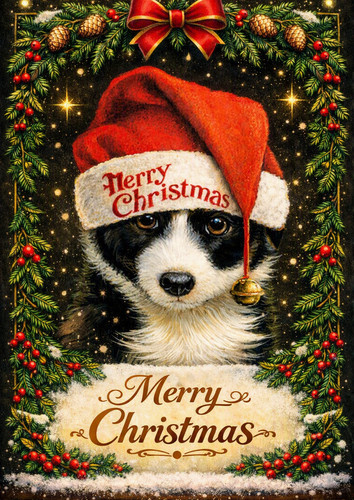 Border collie pup wearing a - a,